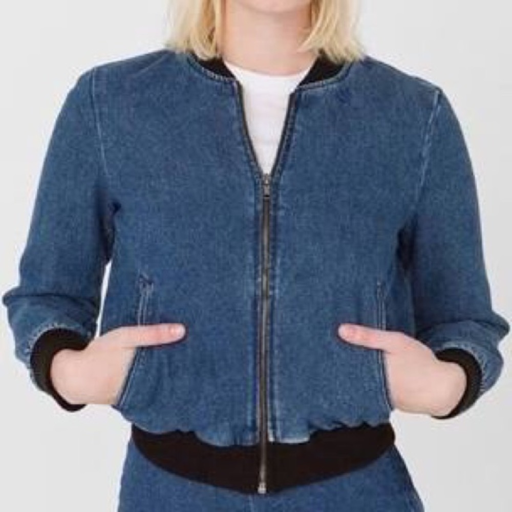 Original American Apparel Denim Bomber Jacket Sz M
